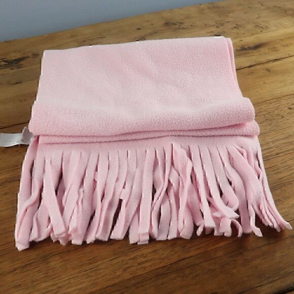 OLD NAVY PINK FLEECE WINTER SCARF WITH FRINGE - Picture 3 of 3